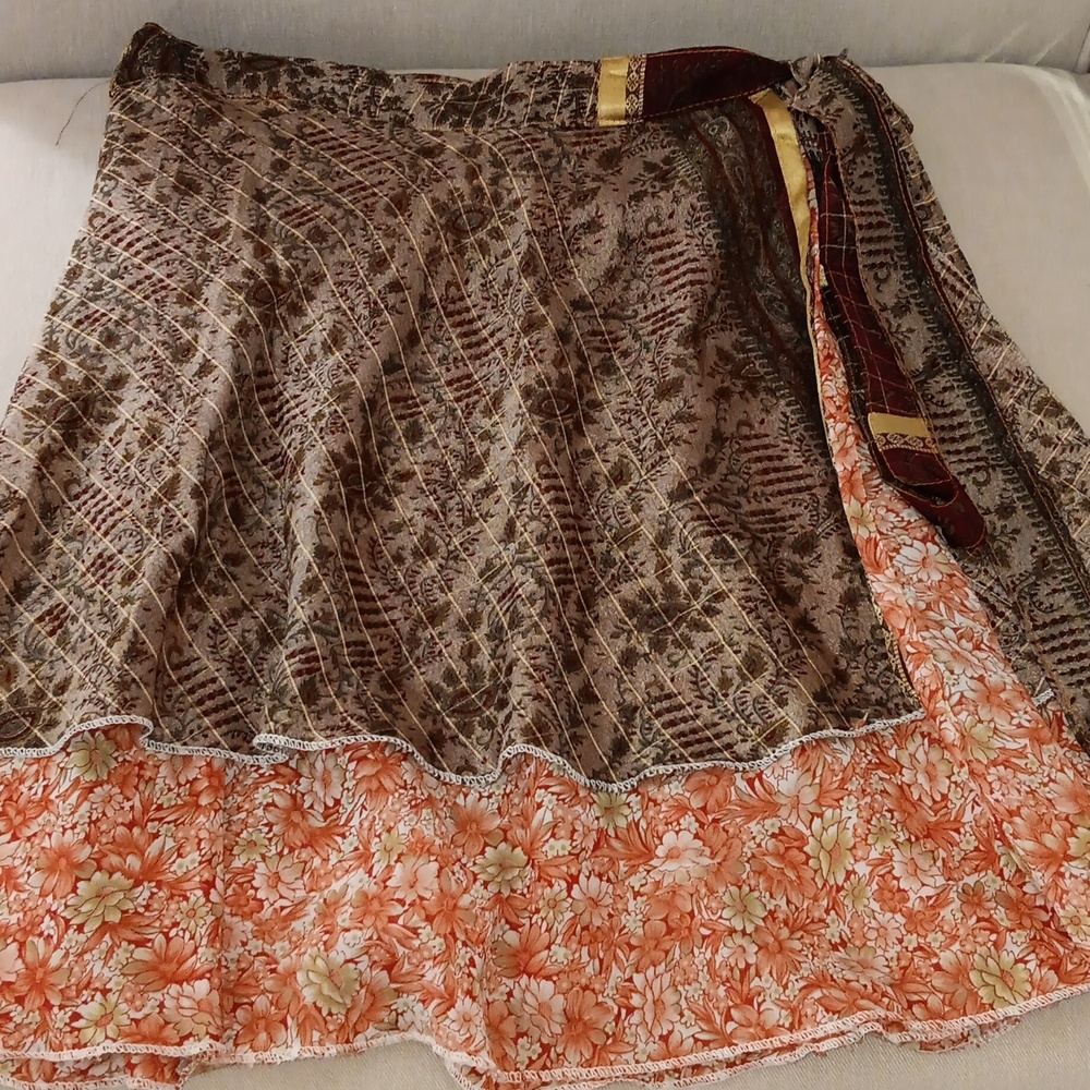 Maple clothing reversible silk wrap skirt